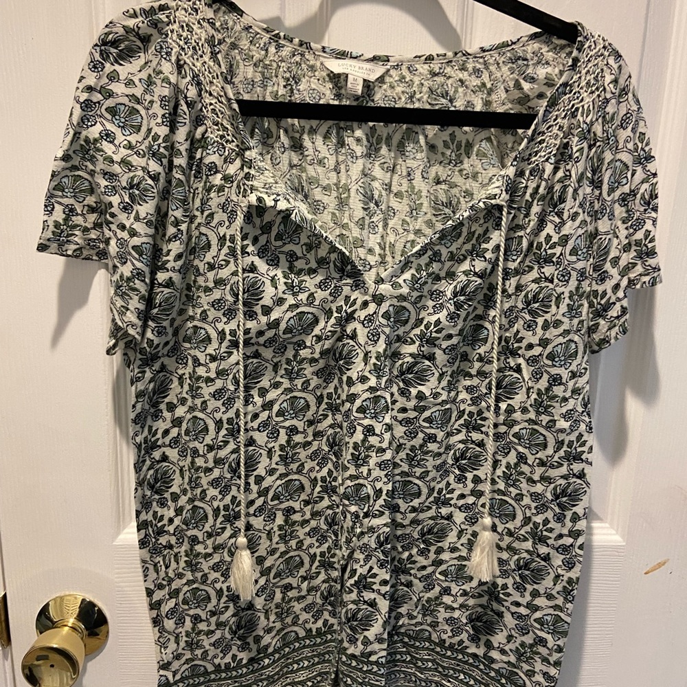 Lucky Brand Womens Blouse Flutter Sleeve size Large